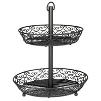 Tablecraft BKT2A Mediterranean Two Tier Black Display Basket - 12"