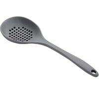 Tablecraft H3903GY 13 1/2 inch Perforated High Heat Gray Flexible Silicone Spoon