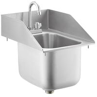 Regency 10" x 14" x 10" 20 Gauge Stainless Steel One Compartment Drop-In Sink with Gooseneck Faucet and Side Splashes