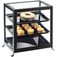 Cal-Mil 1575-13 Soho Three Tier Black Display Case with Rear Doors - 21 1/4 inch x 15 3/4 inch x 20 3/4 inch