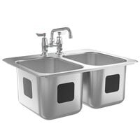 Waterloo 10 inch x 14 inch x 10 inch 18 Gauge Stainless Steel Two Compartment Drop-In Sink with 8 inch Swing Faucet