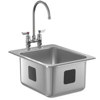 Waterloo 14 inch x 16 inch x 10 inch 18 Gauge Stainless Steel One Compartment Drop-In Sink with 8 inch Gooseneck Faucet