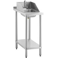 Regency 30 inch x 15 inch 18 Gauge Type 304 Stainless Steel Filler Table with Drop-In Sink and Faucet