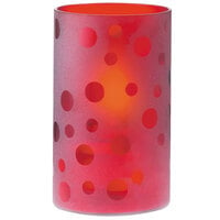 Sterno 80128 Scholar 2 13/16 inch x 6 inch Red Glass Liquid Candle Holder with Engraved Dots