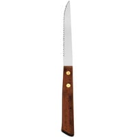Delco by Oneida B614KSSF Econoline 8 inch Stainless Steel Steak Knife with Wood Handle - 36/Case