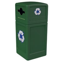 Commercial Zone 747353 Polytec 42 Gallon Forest Green Square Recycling Container and Forest Green Dome Lid with Mixed Recycling Slot