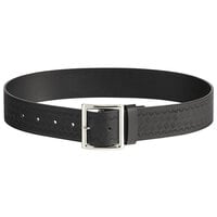 National Patrol 1 3/4" Wide Basketweave Black Leather Garrison Belt with Nickel Plated Buckle - 56