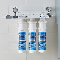 C Pure Oceanloch-L3 Triple Water Filtration System with Oceanloch-L3 Cartridges, Inlet, and Outlet Pressure Gauges - 1 Micron Rating and 5 GPM