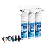C Pure Oceanloch-L3 Triple Water Filtration System with Oceanloch-L3 Cartridges, Inlet, and Outlet Pressure Gauges - 1 Micron Rating and 5 GPM