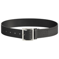 National Patrol 1 3/4" Wide Basketweave Black Leather Garrison Belt with Nickel Plated Buckle - 50