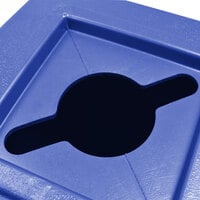 Commercial Zone 746304 Polytec 42 Gallon Blue Square Recycling Bin with Mixed Recycling Slot