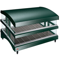 Hatco GR3SDS-39DCT Green Glo-Ray 39" Slanted Double Shelf Heated Glass Merchandising Warmer with Curved Top - 120/208-240V, 2130W