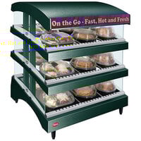 Hatco GR3SDS-27TCT Green Glo-Ray 27" Slanted Triple Shelf Heated Glass Merchandising Warmer with Curved Top - 120/208-240V, 2095W