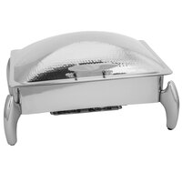 Walco L8HL Lunar 8 Qt. Rectangle Stainless Steel Chafer with Stand and Hammered Lid