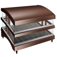 Hatco GR3SDS-33DCT Copper Glo-Ray 33" Slanted Double Shelf Heated Glass Merchandising Warmer with Curved Top - 120V, 1747W
