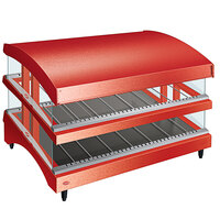 Hatco GR3SDS-39DCT Red Glo-Ray 39" Slanted Double Shelf Heated Glass Merchandising Warmer with Curved Top - 120/208-240V, 2130W