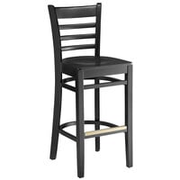 Lancaster Table & Seating Black Wood Frame Ladder Back Bar Height Chair with Black Wood Seat