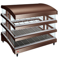 Hatco GR3SDS-39TCT Copper Glo-Ray 39" Slanted Triple Shelf Heated Glass Merchandising Warmer with Curved Top - 120/208-240V, 3310W