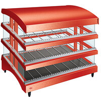 Hatco GR3SDS-39TCT Red Glo-Ray 39" Slanted Triple Shelf Heated Glass Merchandising Warmer with Curved Top - 120/208-240V, 3310W