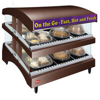 Hatco GR3SDS-27DCT Copper Glo-Ray 27" Slanted Double Shelf Heated Glass Merchandising Warmer with Curved Top - 120V, 1340W