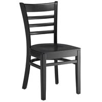 Lancaster Table & Seating Black Finish Wooden Ladder Back Chair with Black Wooden Seat