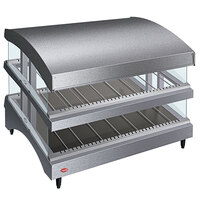 Hatco GR3SDS-33DCT Gray Glo-Ray 33" Slanted Double Shelf Heated Glass Merchandising Warmer with Curved Top - 120V, 1747W