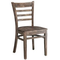 Lancaster Table & Seating Vintage Finish Wood Ladder Back Chair with Vintage Wood Seat