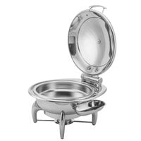 Walco WI6LML Idol 7 Qt. Round Stainless Steel Chafer with Base and Metal Lid