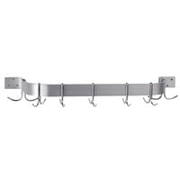 Advance Tabco SW1-48-EC 48 inch Stainless Steel Wall Mounted Single Line Pot Rack with 6 Double Prong Hooks