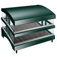 Hatco GR3SDS-33DCT Green Glo-Ray 33" Slanted Double Shelf Heated Glass Merchandising Warmer with Curved Top - 120V, 1747W