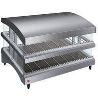 Hatco GR3SDS-39DCT Gray Glo-Ray 39" Slanted Double Shelf Heated Glass Merchandising Warmer with Curved Top - 120/208-240V, 2130W