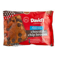 David's Cookies Gluten-Free Individually Wrapped Chocolate Chip Brownie 3.5 oz. - 48/Case