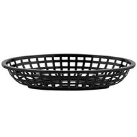 GET OB-938-BK 9 1/2 inch x 6 inch x 2 inch Oval Black Plastic Fast Food Basket - 12/Pack