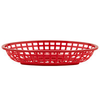 GET OB-938-R 9 1/2 inch x 6 inch x 2 inch Oval Red Plastic Fast Food Basket - 12/Pack