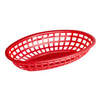 GET OB-938-R 9 1/2" x 6" x 2" Oval Red Plastic Fast Food Basket - 12/Pack