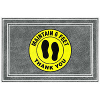 Lavex Janitorial 2' x 3' Gray and Yellow Social Distancing Recycled Rubber Indoor Entrance Mat