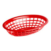 GET OB-734-R 8" x 5 1/2" x 2" Oval Red Plastic Fast Food Basket - 12/Pack