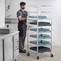 Regency 8 Shelf Welded Aluminum Glass Rack Cart with 8 inch Spacing