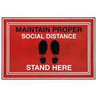 Lavex Janitorial 2' x 3' Red Social Distancing Recycled Rubber Indoor Entrance Mat