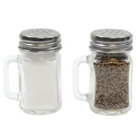 Tablecraft C170-12 1.5 oz. Clear Glass Mini Mason Jar Shaker with Stainless Steel Top - 12/Pack