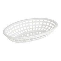 GET OB-938-W 9 1/2" x 6" x 2" Oval White Plastic Fast Food Basket - 12/Pack