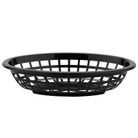GET OB-734-BK 8 inch x 5 1/2 inch x 2 inch Oval Black Plastic Fast Food Basket - 12/Pack