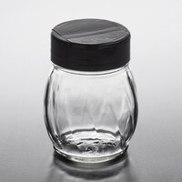 Tablecraft 10327 6 oz. Clear Glass Shaker with Black Plastic Flip Top - 12/Case