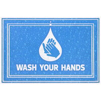 Lavex Janitorial 2' x 3' Blue and White Hand Washing Recycled Rubber Indoor Entrance Mat