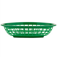 GET OB-734-G 8 inch x 5 1/2 inch x 2 inch Oval Green Plastic Fast Food Basket - 12/Pack