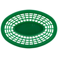 GET OB-734-G 8 inch x 5 1/2 inch x 2 inch Oval Green Plastic Fast Food Basket - 12/Pack