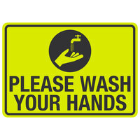 "Please Wash Your Hands" Engineer Grade Reflective Black / Yellow Decal with Symbol