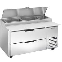 Beverage-Air DPD60HC-2-CL 60" 2 Drawer Clear Lid Refrigerated Pizza Prep Table