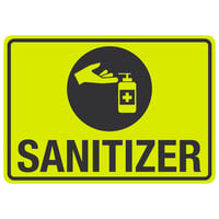 "Sanitizer" Engineer Grade Reflective Black / Yellow Aluminum Sign with Symbol