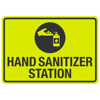 "Hand Sanitizer Station" Engineer Grade Reflective Black / Yellow Aluminum Sign with Symbol